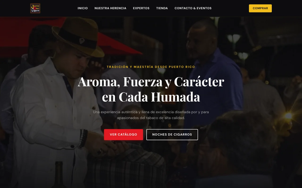 Captura del sitio Juana Díaz Cigars